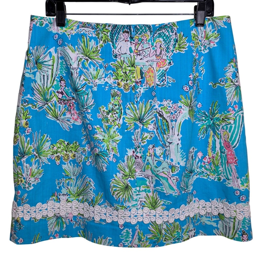 Lilly Pulitzer Originals RARE Jungle Glam Mini Skirt Women 10 Blue Vintage EUC - Picture 6 of 10